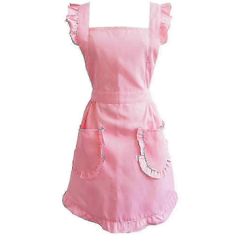 Adjustable Retro Ruffle Apron for Small to Plus Sizes with Pockets