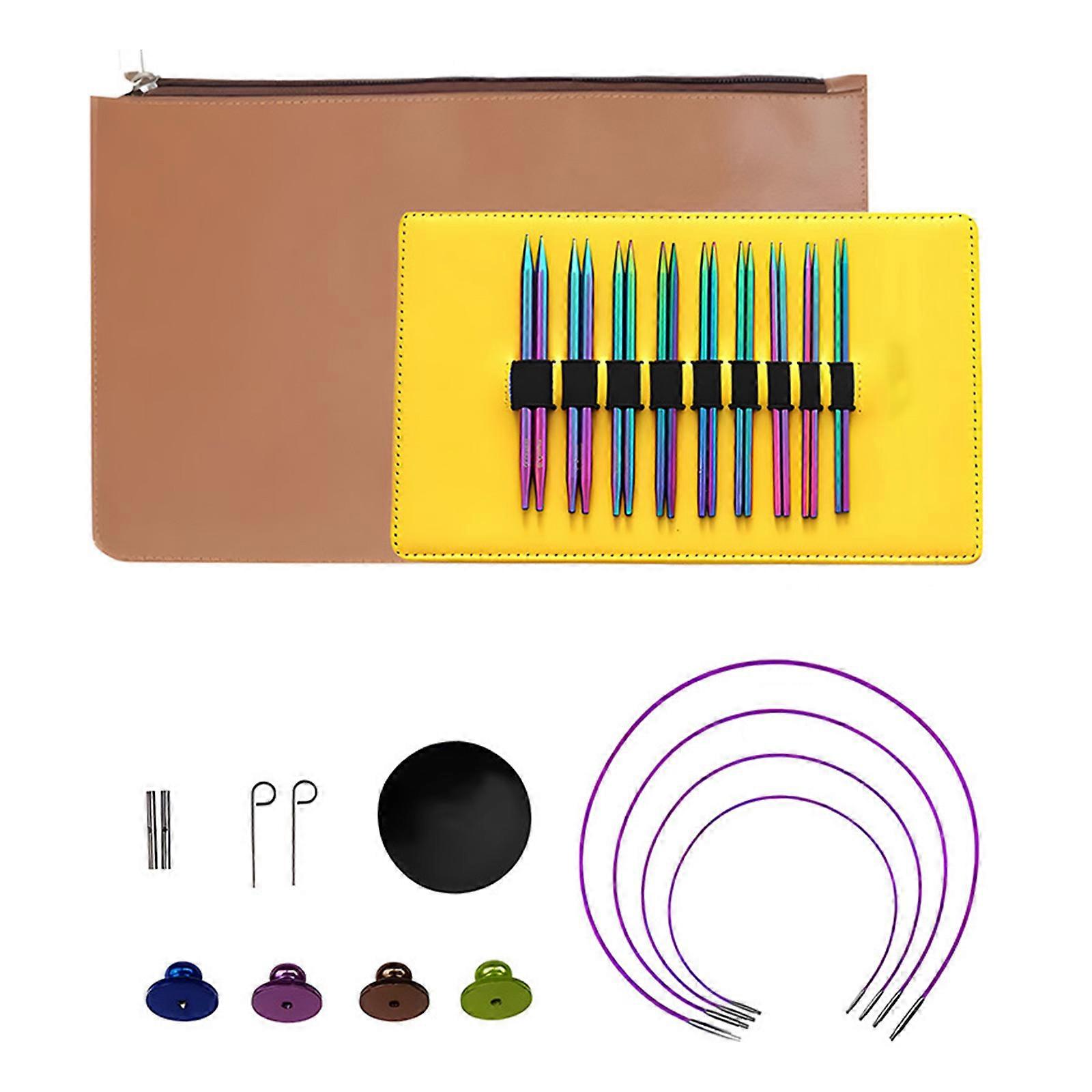 Knitting Needle 3-6.0mm Interchangeable Circular Knitting Needle Set with Case & Accessories for Knitting Multicolor