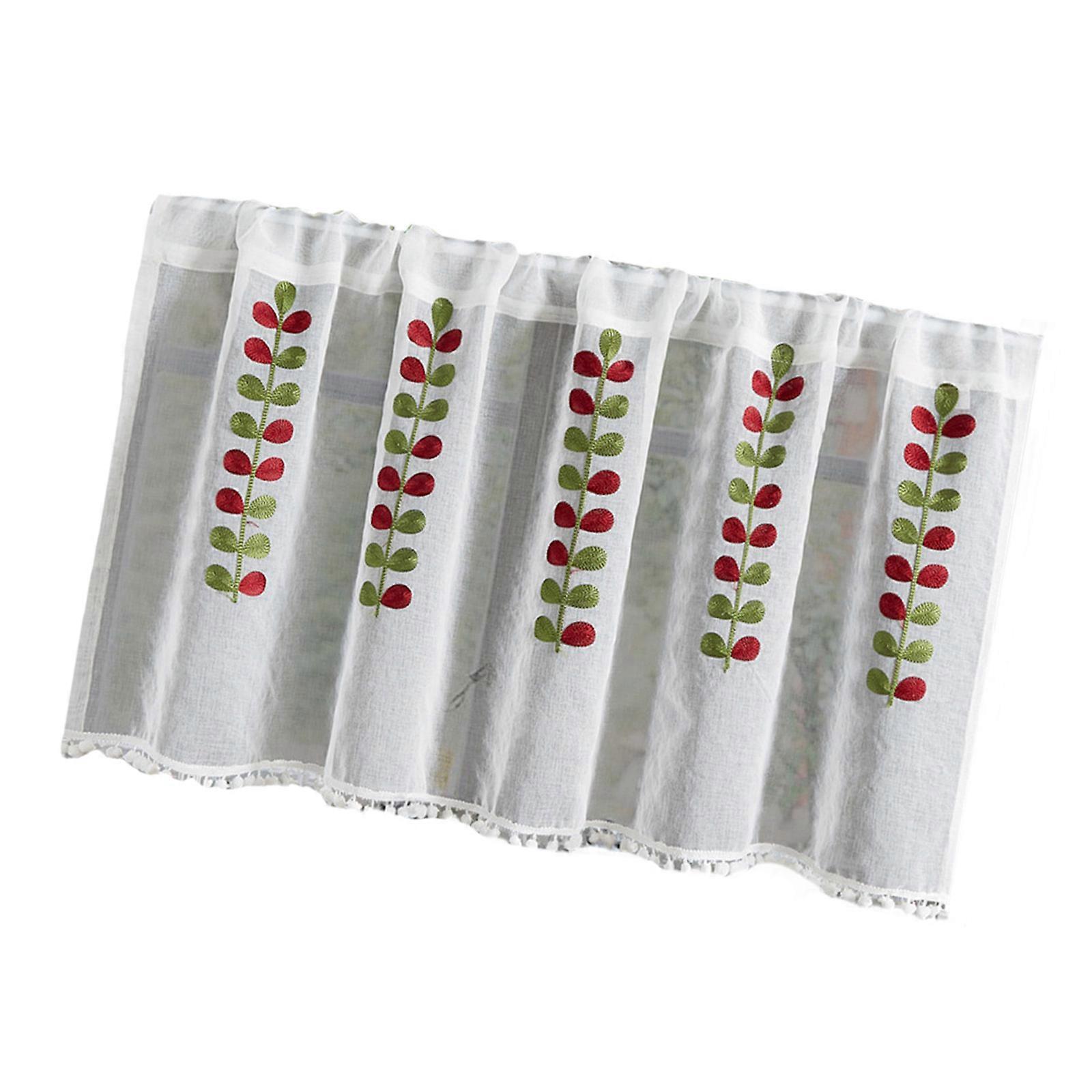 Breathable and Light Blocking Leaf Pattern Window Curtain for Homes Cafes and Room Multicolor