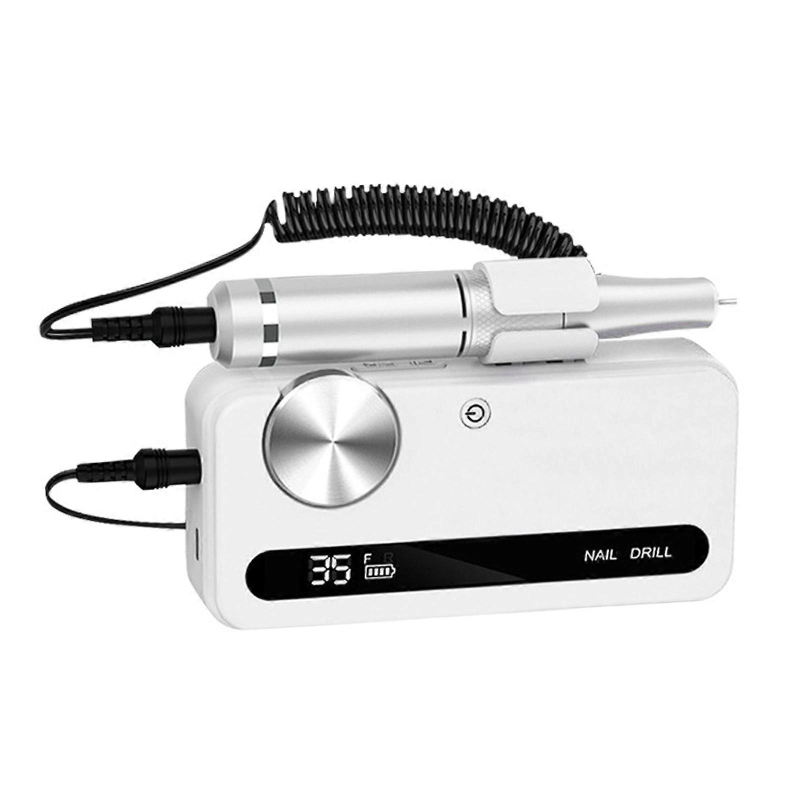 35000rpm Manicure Set Rechargeable Nails Drill Machine with Nails Drill Bits Low Noise Electric Nails Dril Easy to Use  Pearlescent white
