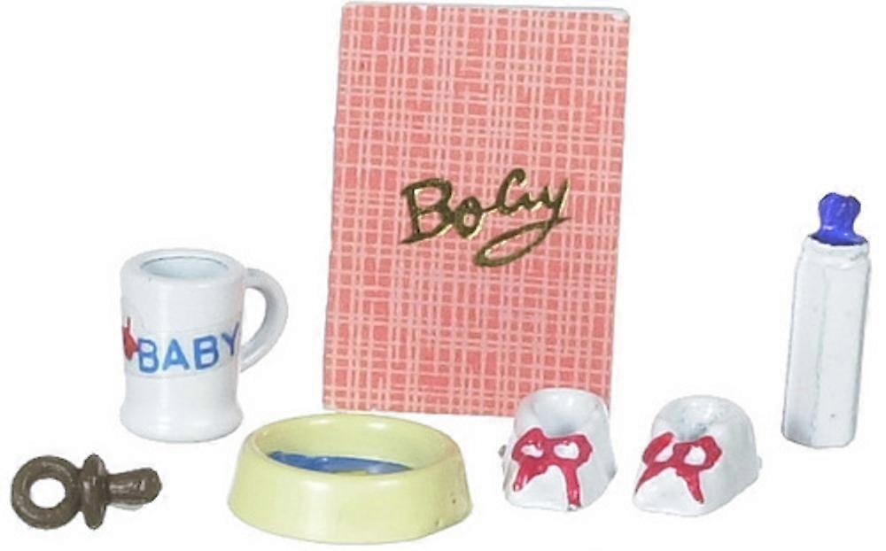 دمى البيت مصغرة الحضانة التبعي تعيين الطفل أحذية زجاجة كأس طبق دمية