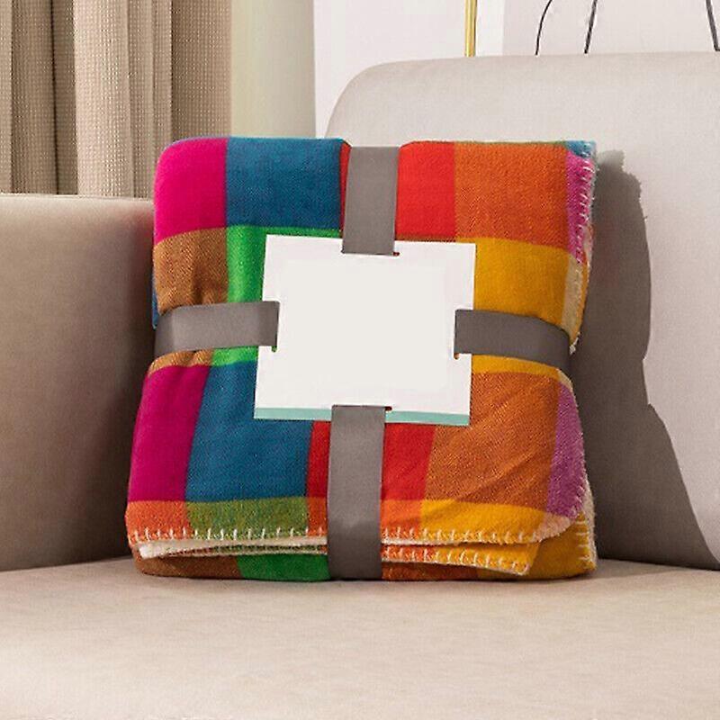 Double Layer Check Plaid Thick Blankets Throws Sherpa Coral Fleece Sofa Blankets
