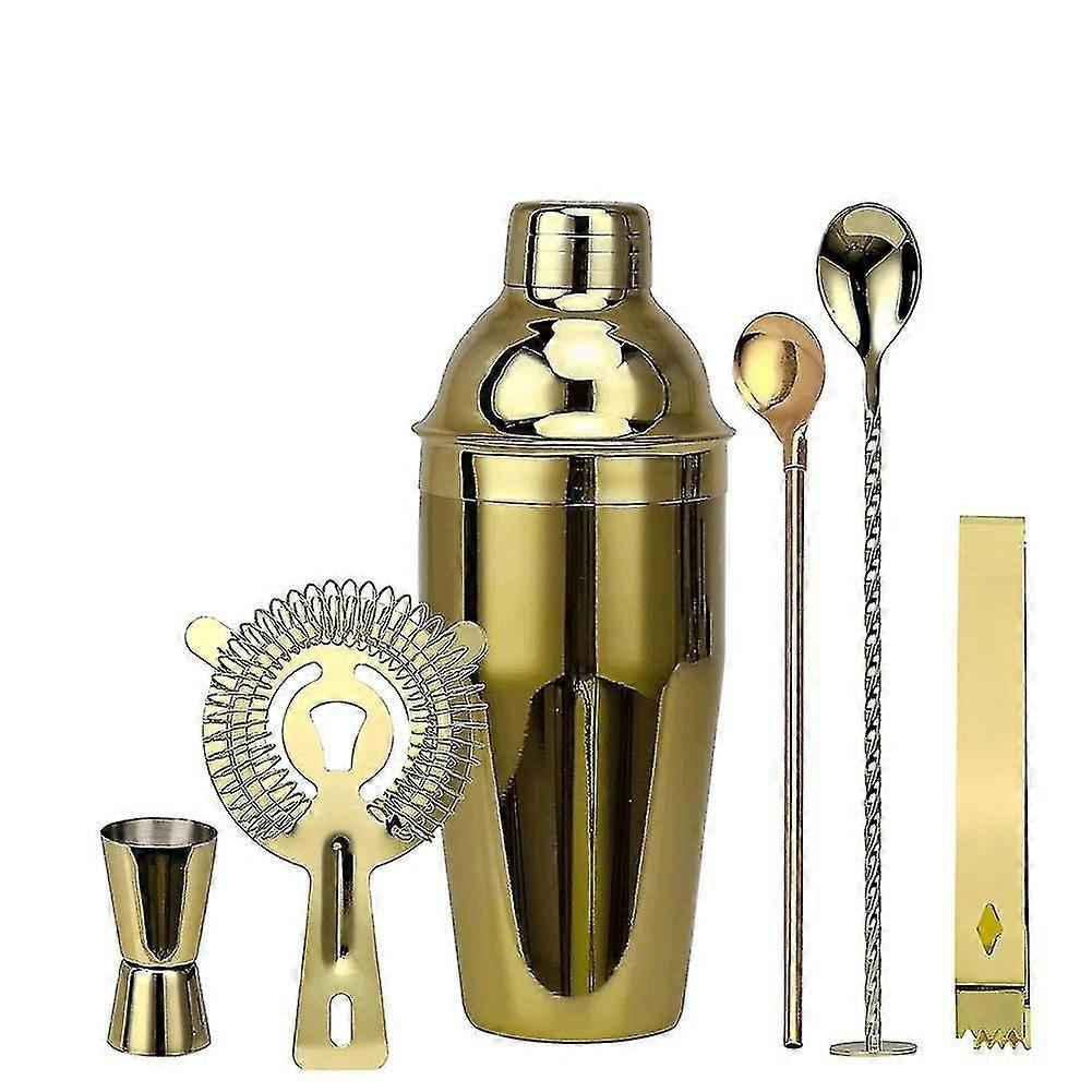 الذهب 750ml 6PCS بار كوكتيل مجموعة مشروب صنع شاكر كيت الفولاذ المقاوم للصدأ خلاط صنع هدية