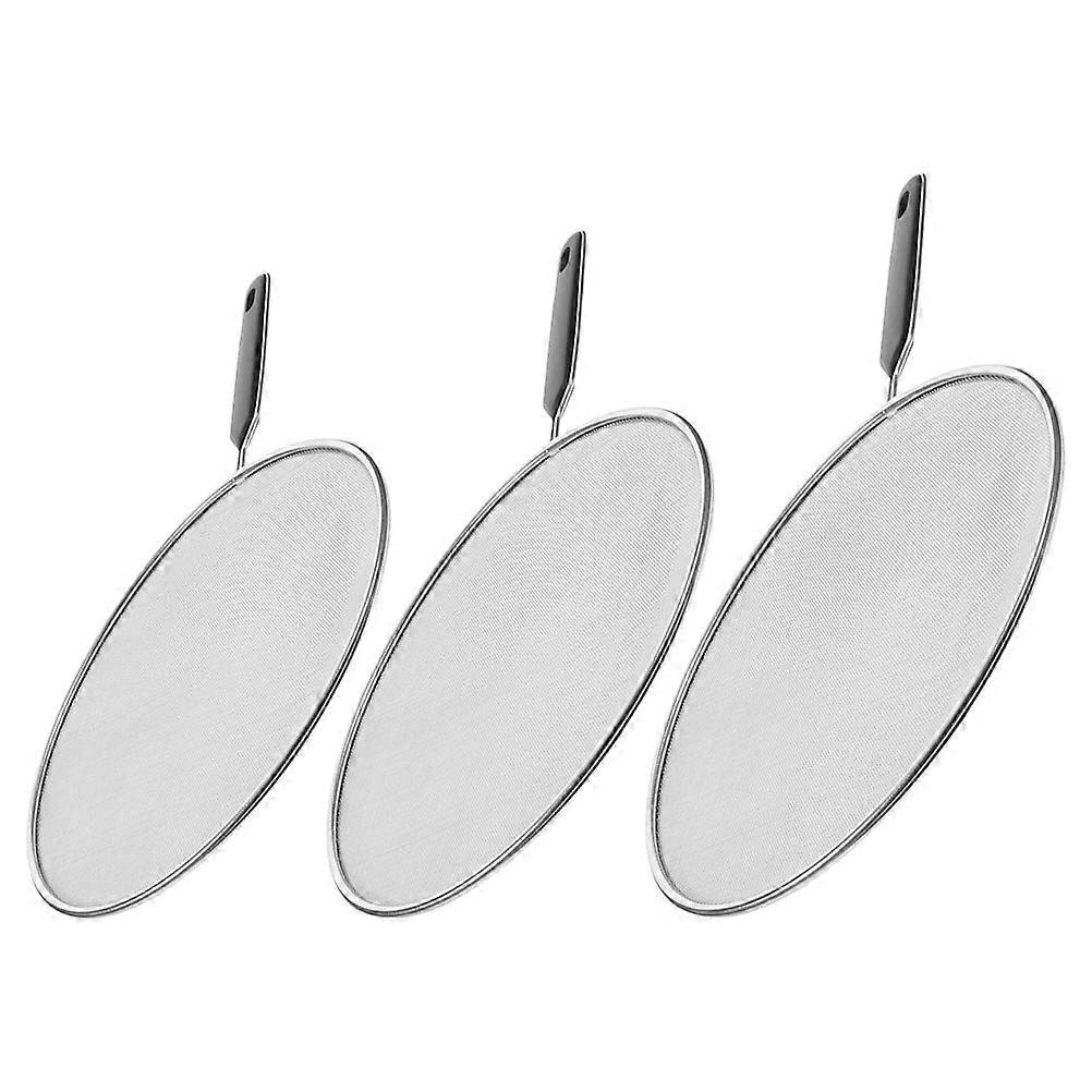 3pcs Stainless Steel Splatter Screen with Handle Splatter Screen Fine Mesh Prevents Oil Splatters