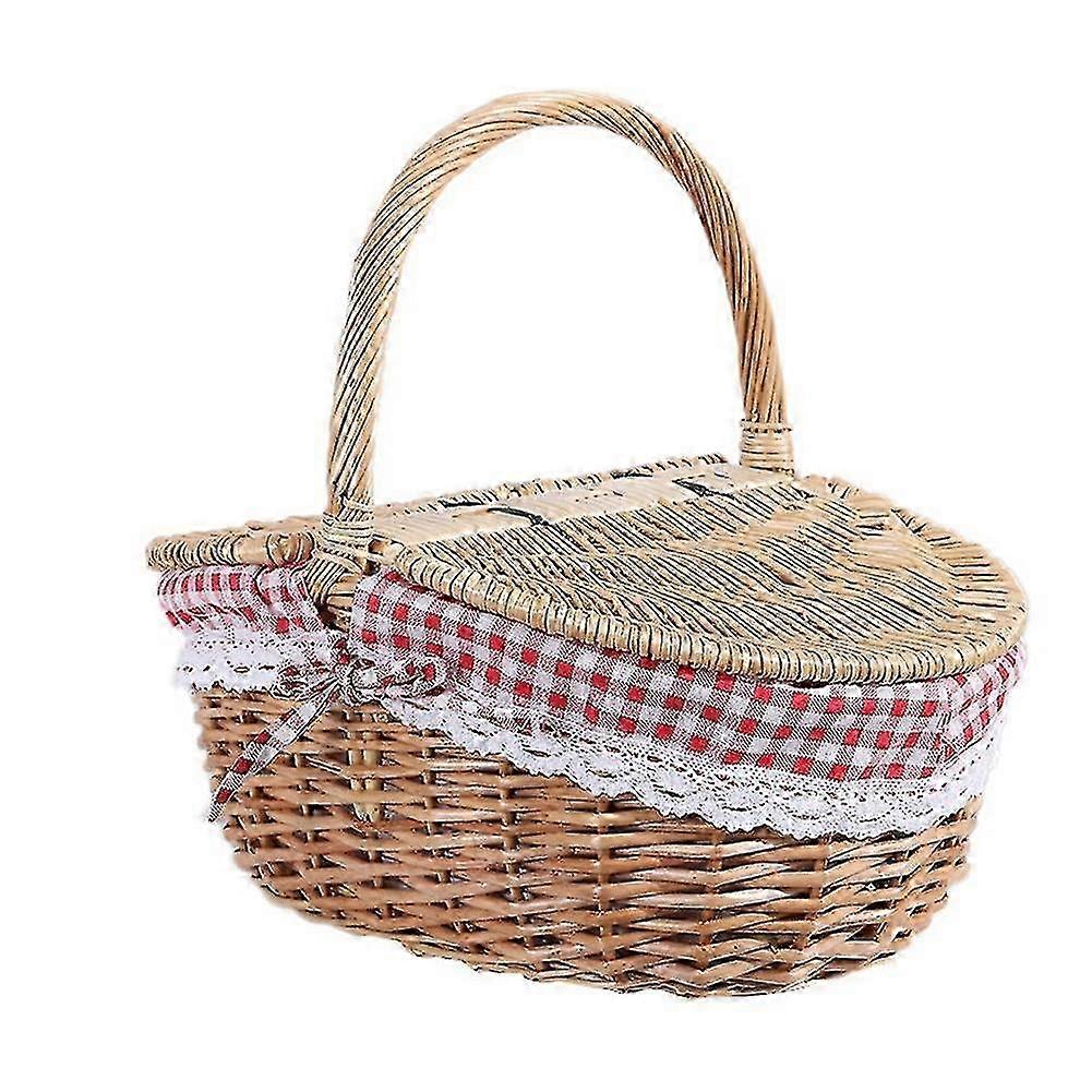 Outdoor picnic basket for parties, country style with handle and lid