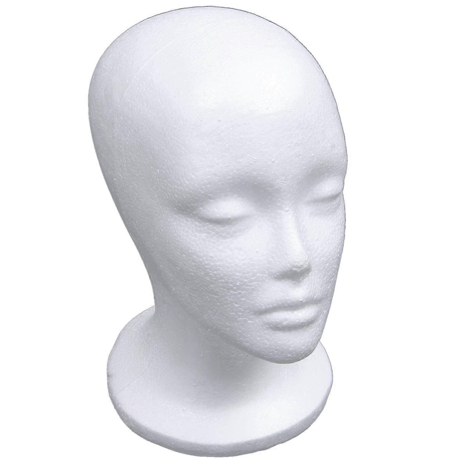 Female Foam Mannequin Head for Wig Hat Display Stand Rack, White Styrofoam Model Bust