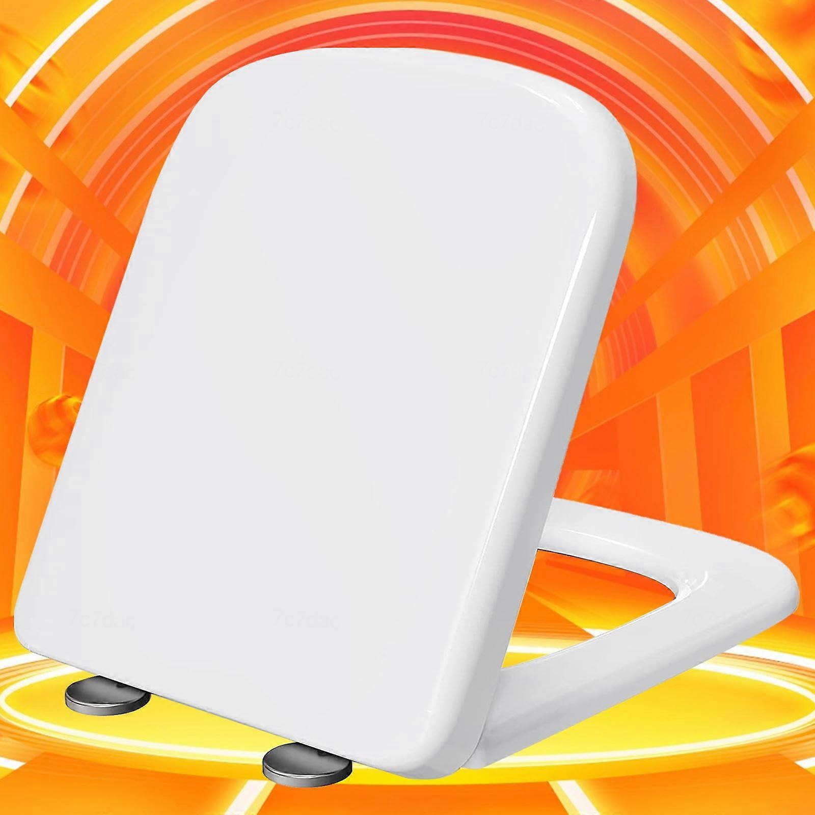 Rectangular Soft Close Toilet Seat with Quick Release and Adjustable Hinges White 34x45cm