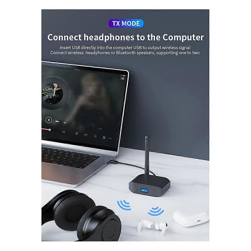 Bluetooth 5.3 Adapter Receive Transmitter 2 in 1 Qualcomm for APTX Audio Decoding Audio Bluetooth B55 Adapter