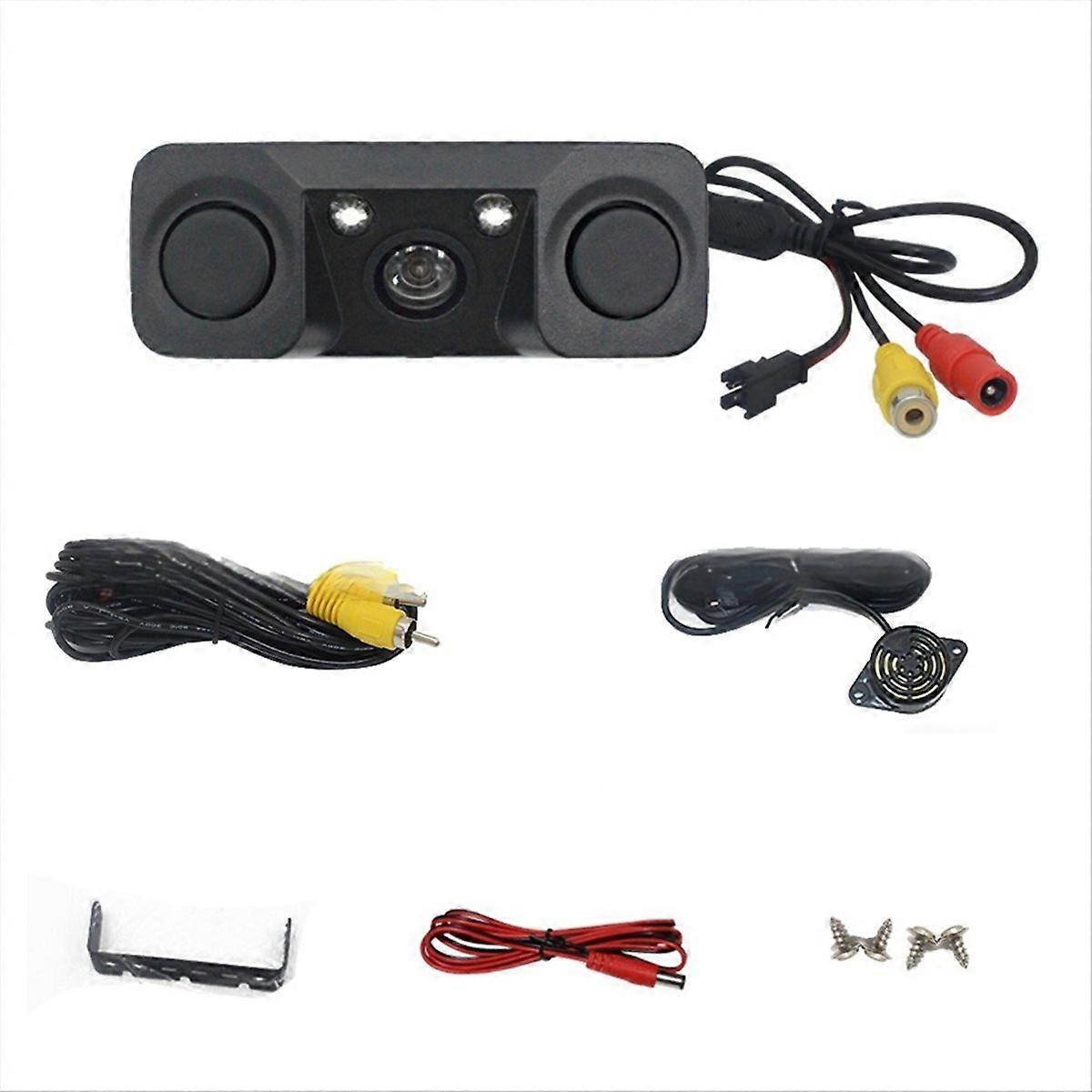 CCD Car Rear View Camera 3-in-1 Parking Radar Detector Sensor