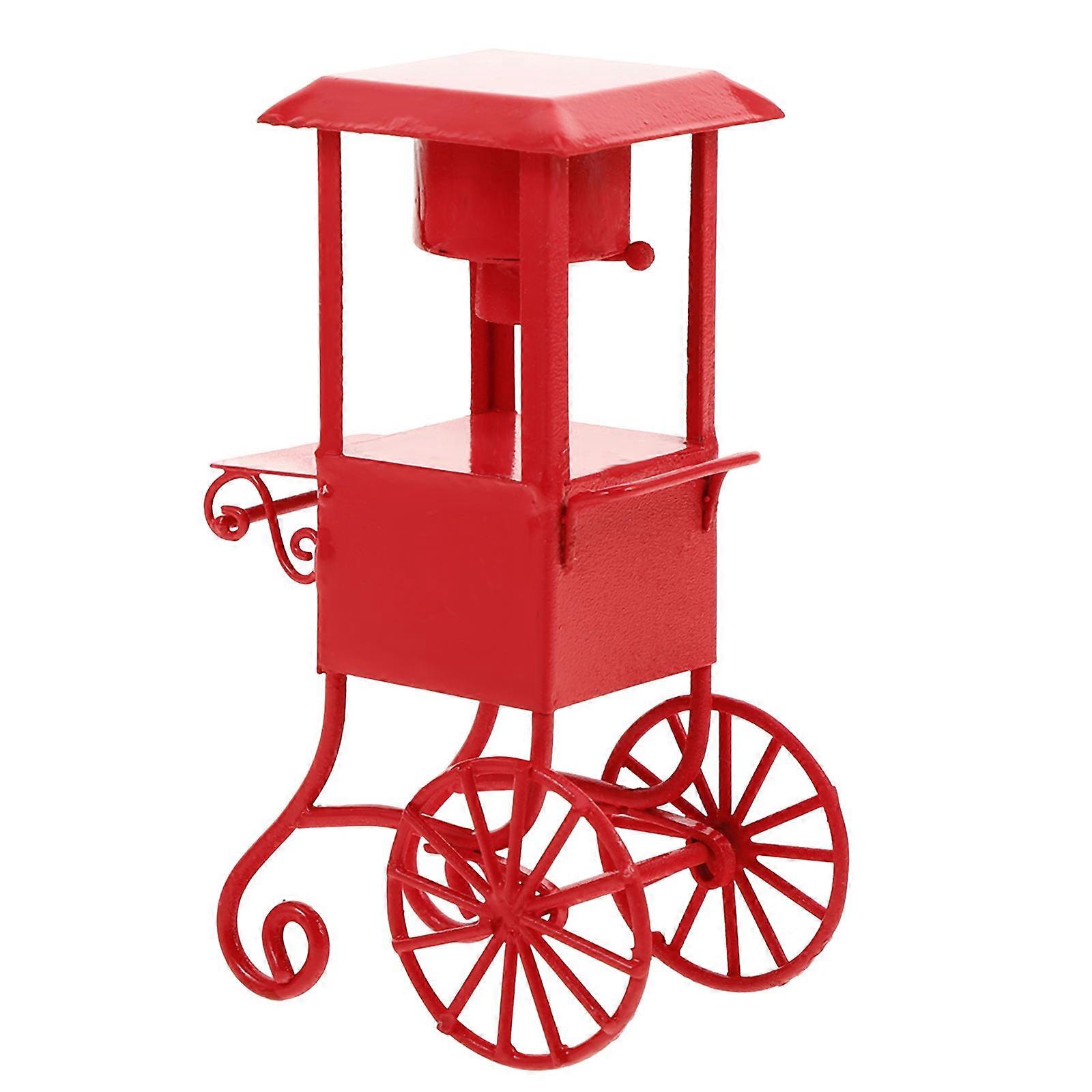 Retro Red Candy Cart with Lollipop Machine for Decor Plastic Pretend Play 1pcs Mini Popcorn Maker