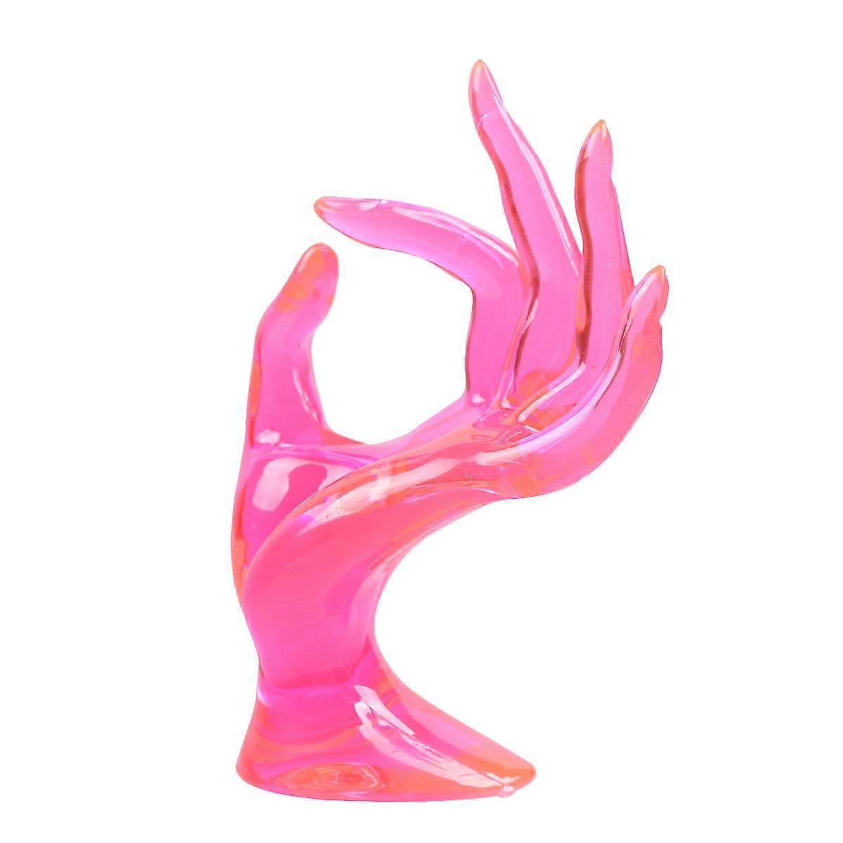 Pink Hand Mannequin Rack Plastic Ring Display Stand for Decoration