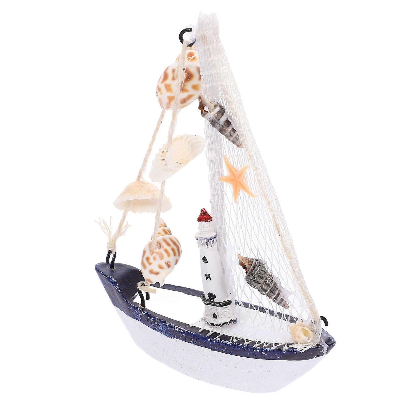 Treseilbåtmodell for nautisk båtdekorasjon Rustikk hjemmepynt