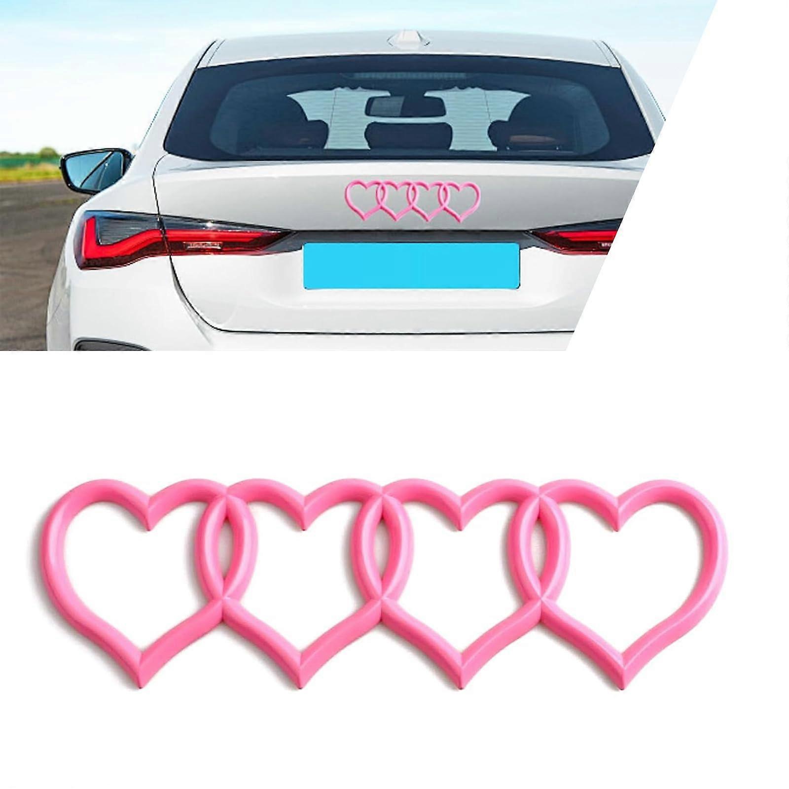 Heart Shape Car Trunk Emblem Pink ABS 3D Badge Sticker Universal Fit Scratch Cover Upgrade