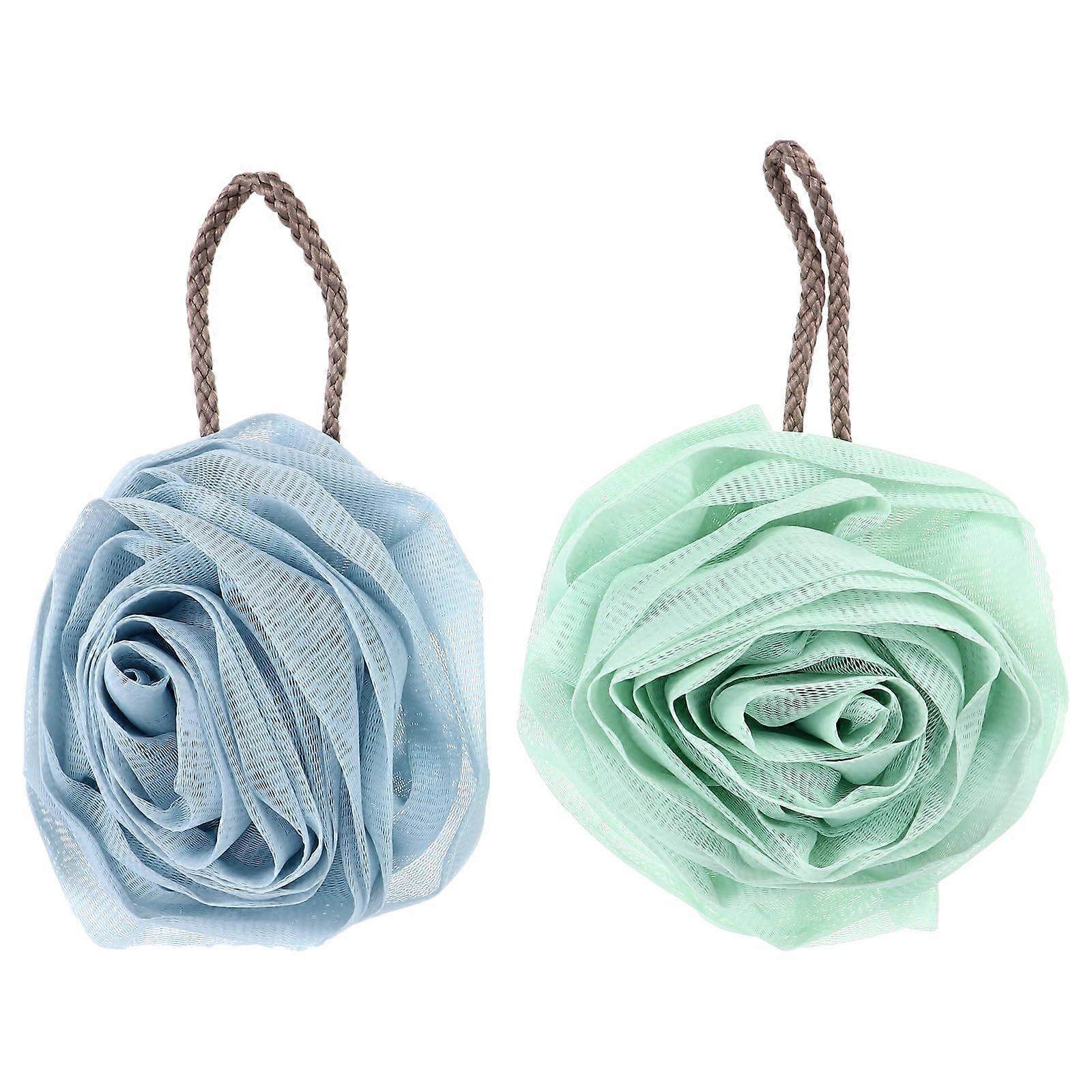 2 Pcs Flower Shape Bath Sponge Set, Exfoliating Shower Loofah with QuickDry Mesh for Gentle Skin