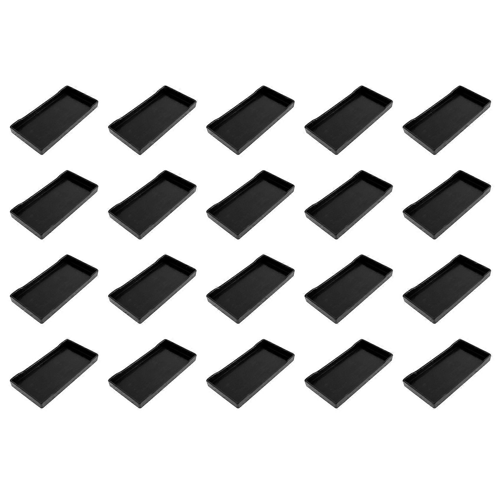 20X Plastic Rectangular Design Lunch Food Tray Salver Black