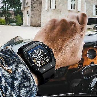 Barrel Skeleton Men's 40mm Mechanical Watch Large Dial Automatic Self-Winding Luminous Party Trendy Gift Box Packaging Street Punk Fashion