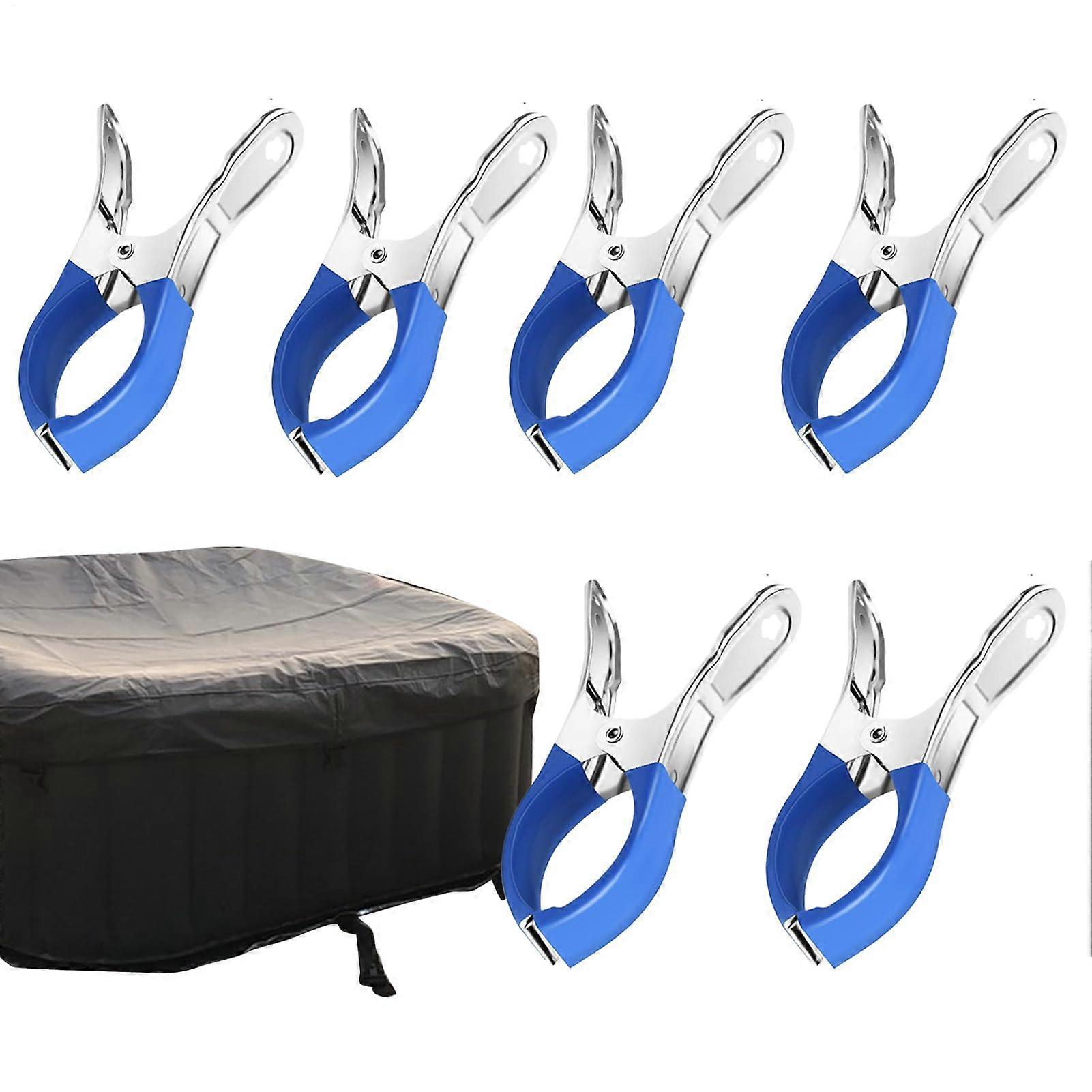 Beach Towel Clips 6pcs Windproof Chair and Poolside Hold with AntiScratch Grip Blue