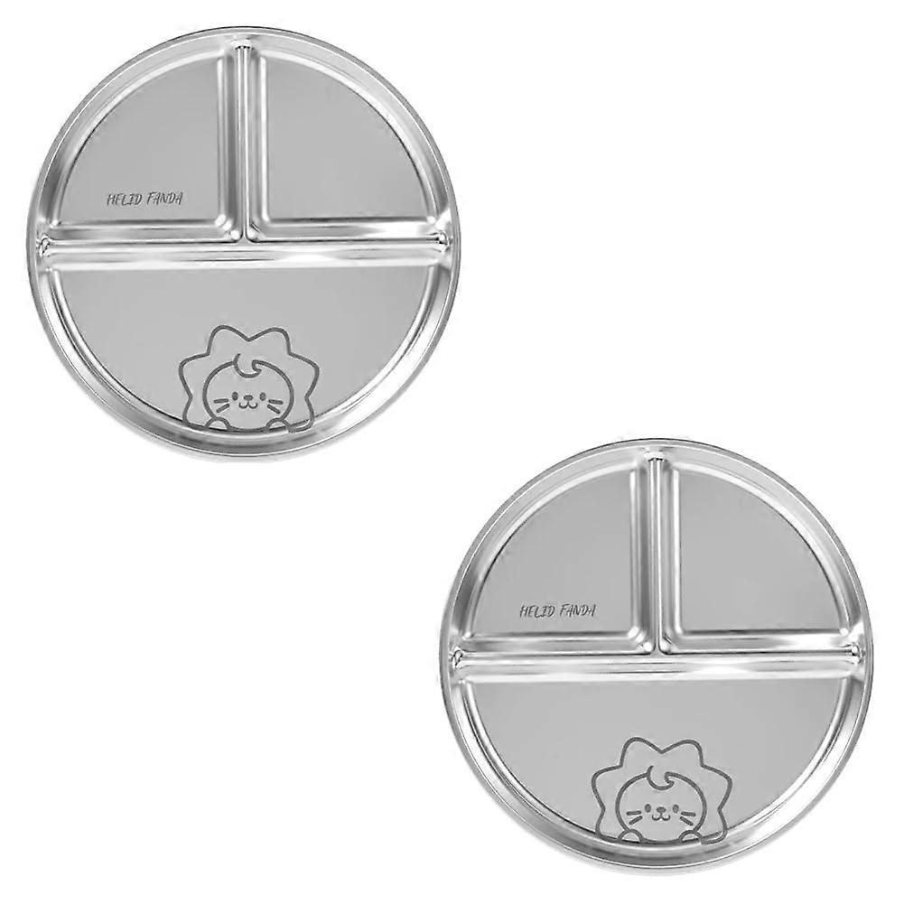 2PCS Stainless Steel Divided Plate for Pasta Salad BBQ Breakfast, Stackable Easy Clean Dinnerware