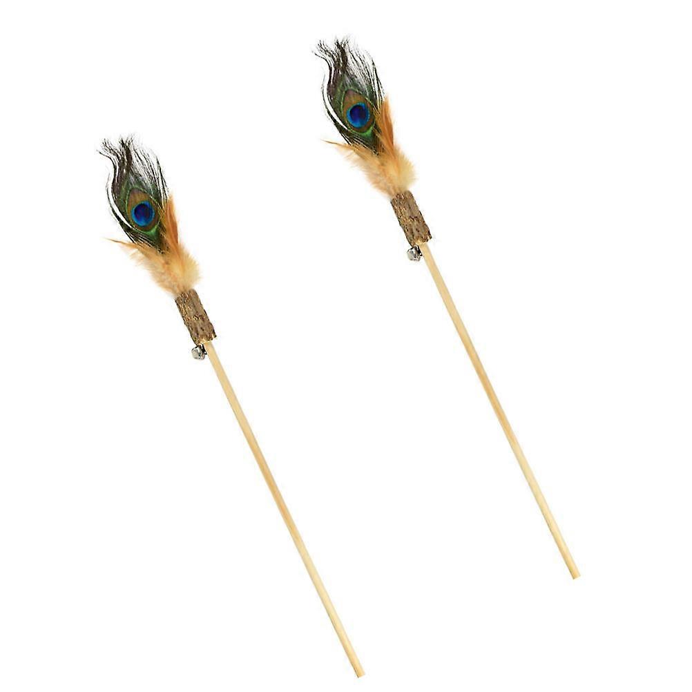 Cat Teaser Toys Wooden Rods for Interactive Play 2Pcs