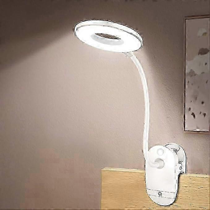 Adjustable Clip-On Light with USB Rechargeable Battery and 3 Brightness Settings for Reading and Task Lighting