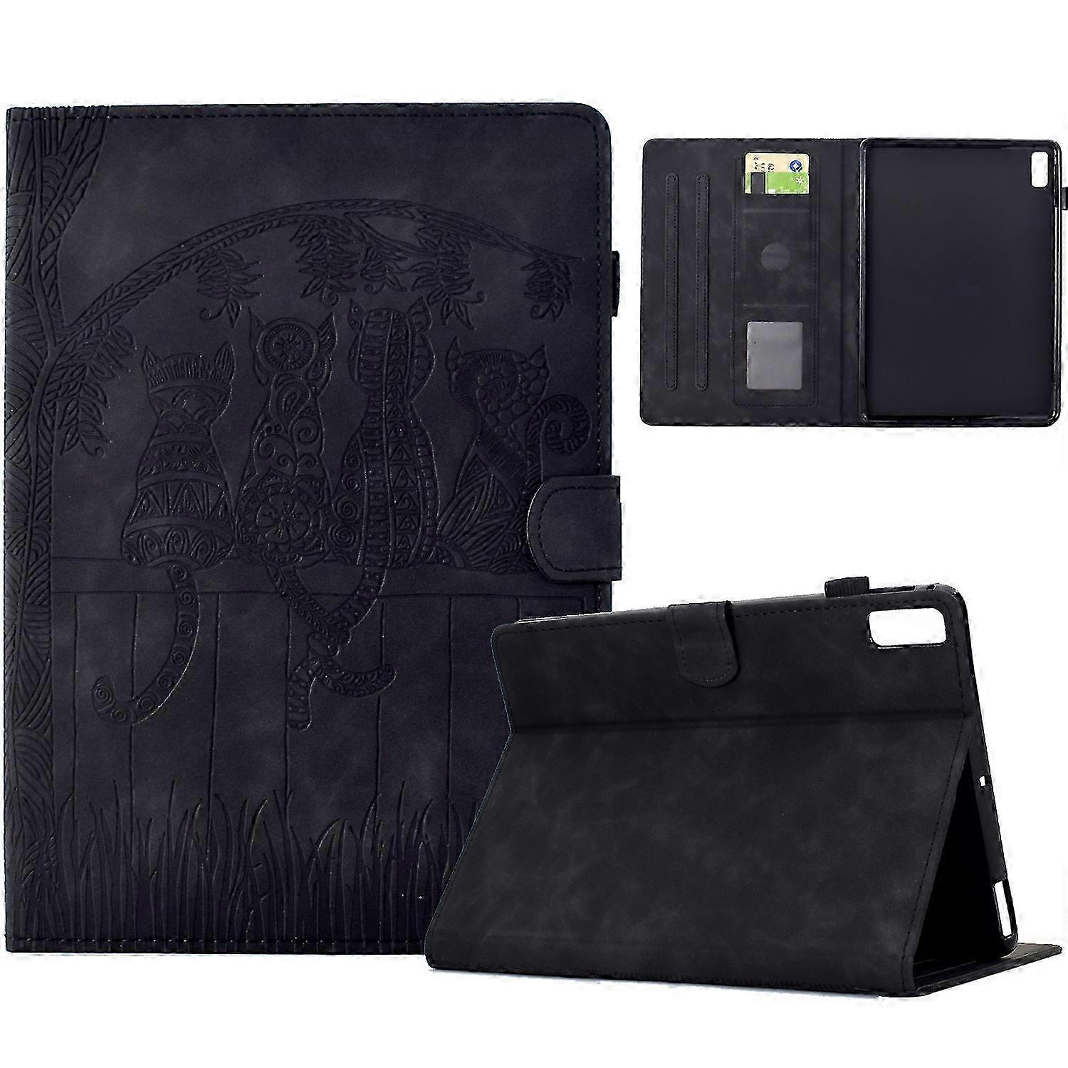 2026 Cats Embossed Leather Smart Tablet Case