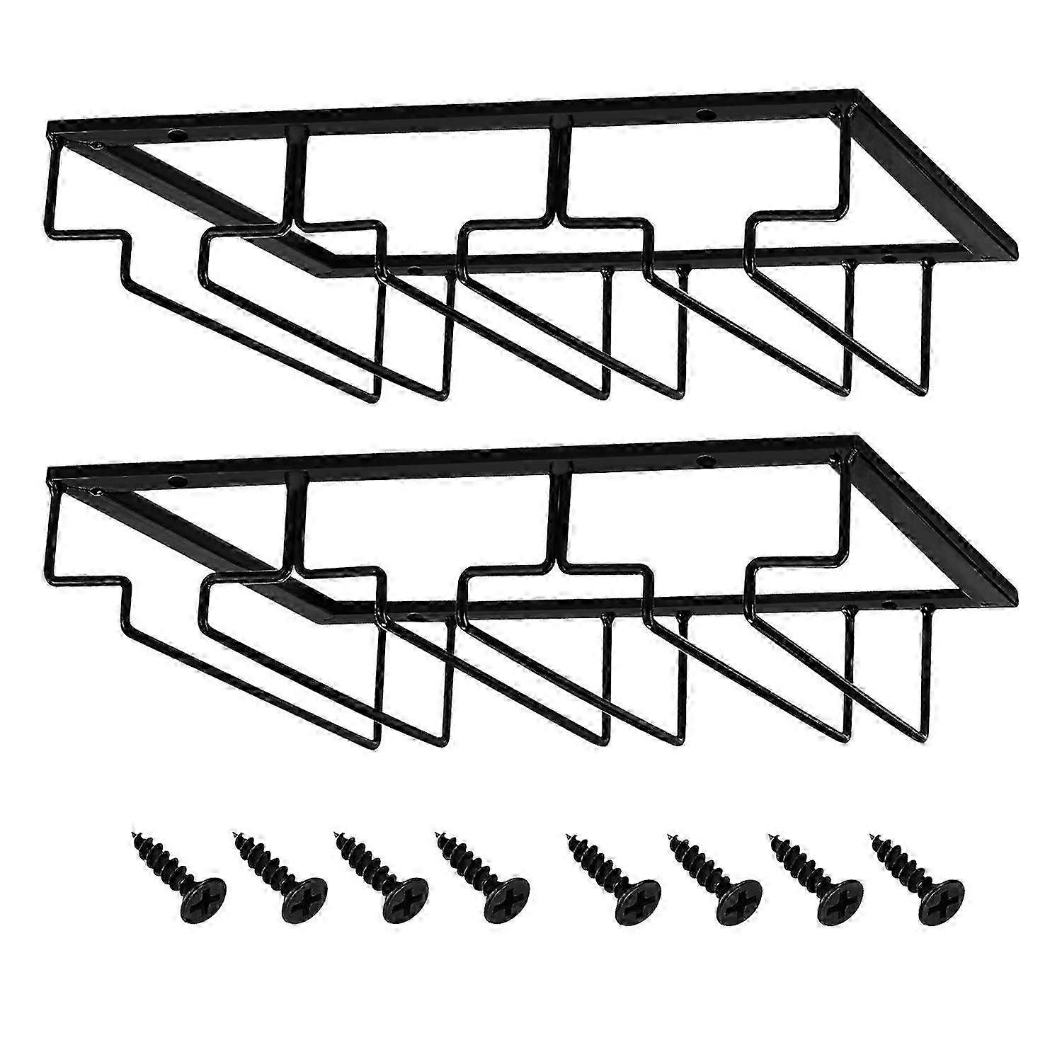 2026 2 Pack Black Glass Rack for Kitchen Bar 3 Rows