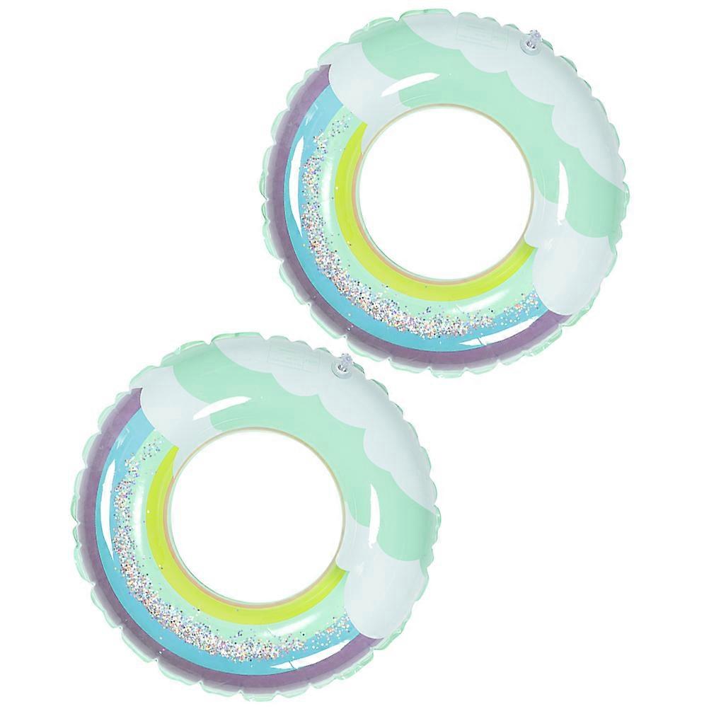 Swimming Ring Floating for Children 4Pcs Inflatable Rainbow Sequin Design