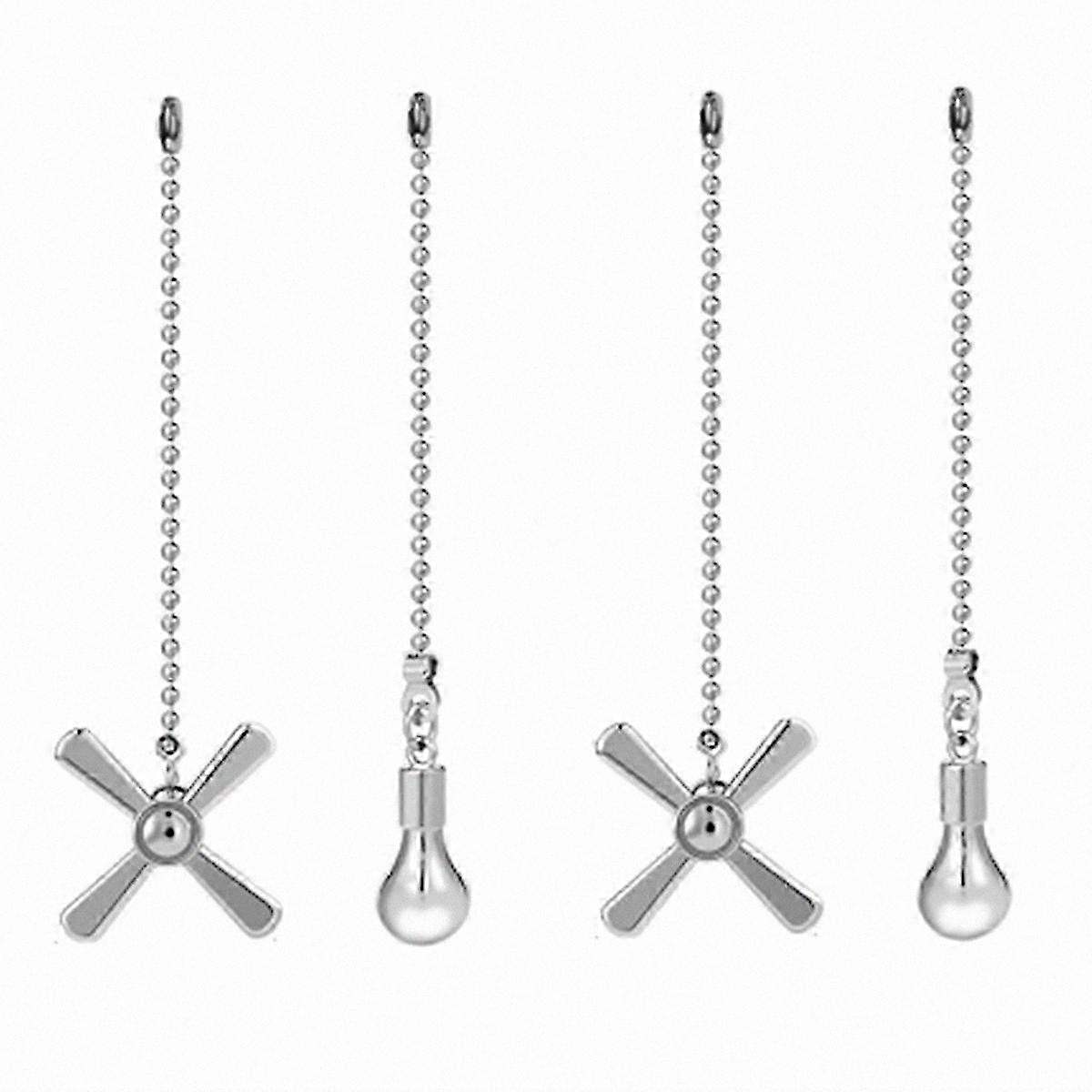 2 Sets Ceiling Fan Pull Chain Ornaments, Decorative Metal Light Bulb Fan Pulls Extension Chains