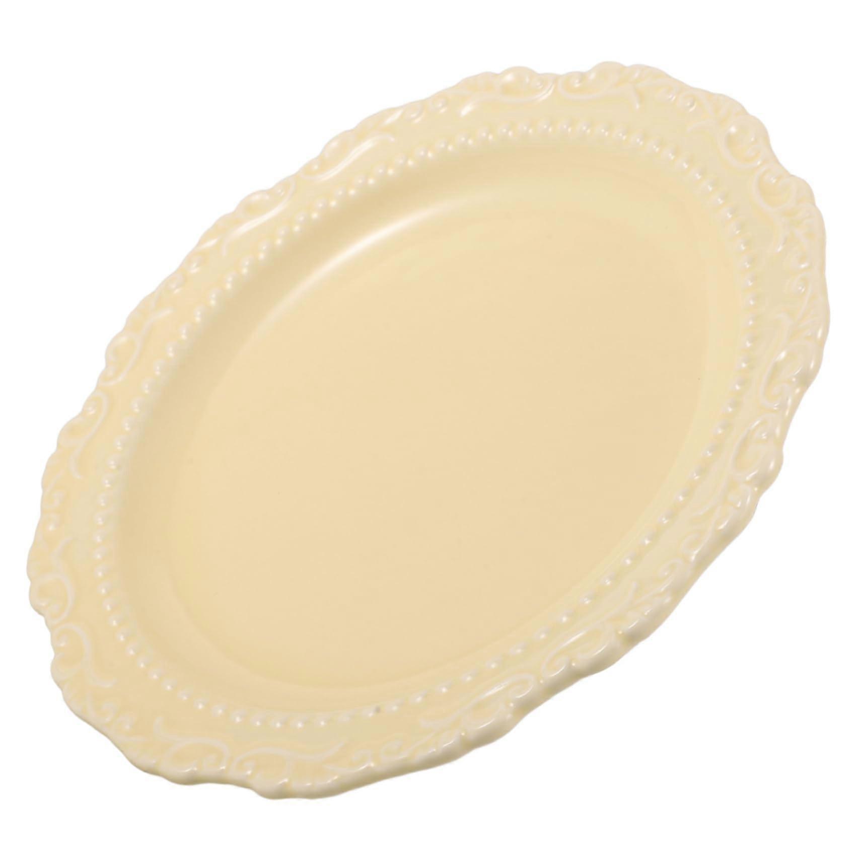 Elegant Embossed Ceramic Dinner Plates and Versatile Reusable Serving Platter for Everyday Use