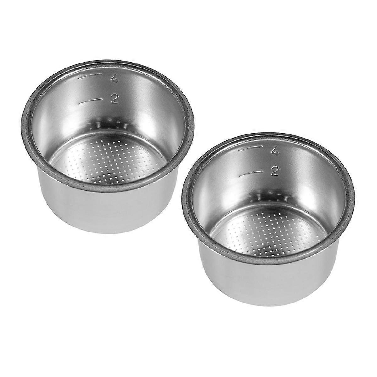 2pcs Stainless Steel Espresso Filter Basket Reusable Fine Mesh Coffee Filter Cup for Machine