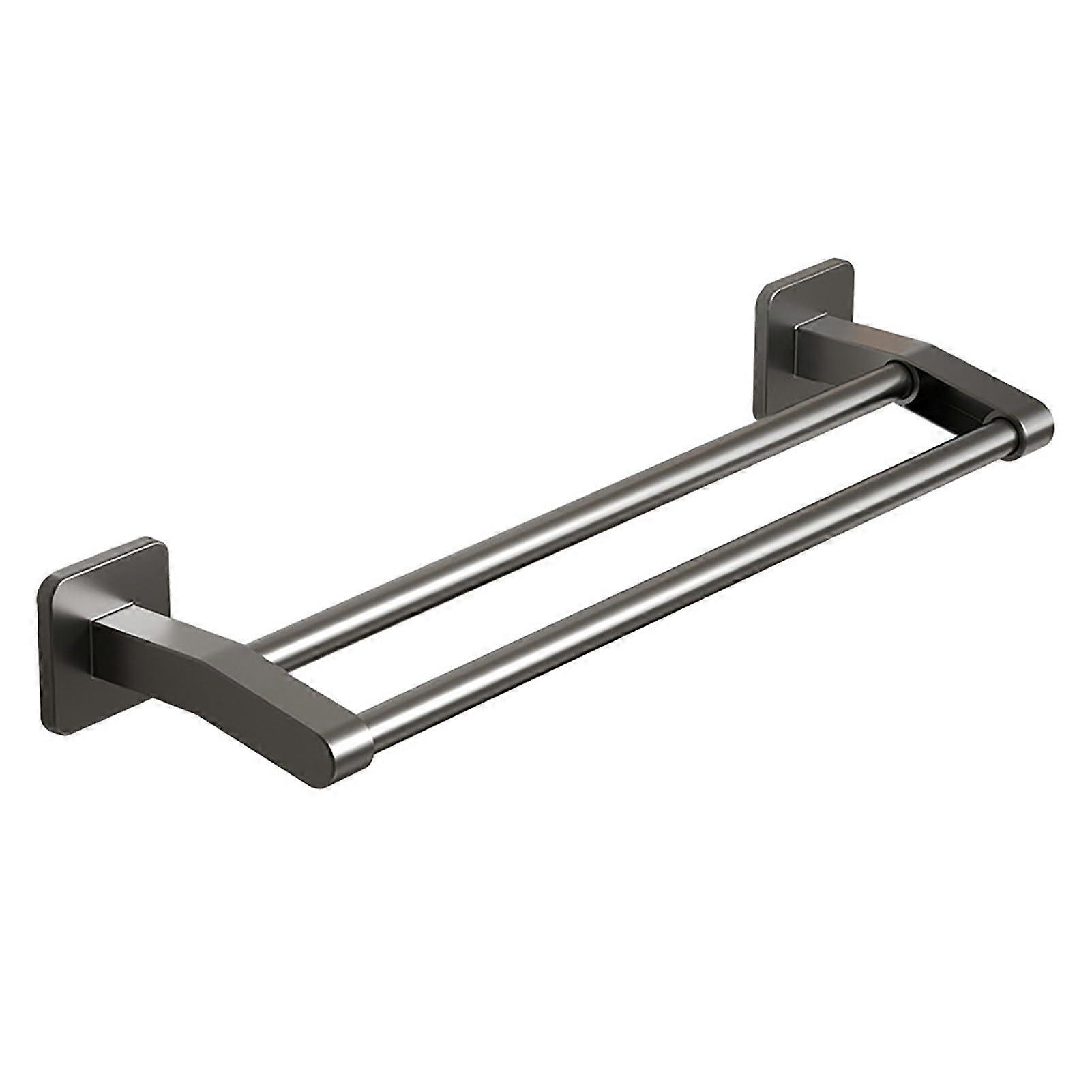 Towel Rack Wall Mounted Self Adhesive Dual Rod 60cm Rustproof Waterproof for Bathroom Kitchen Gray