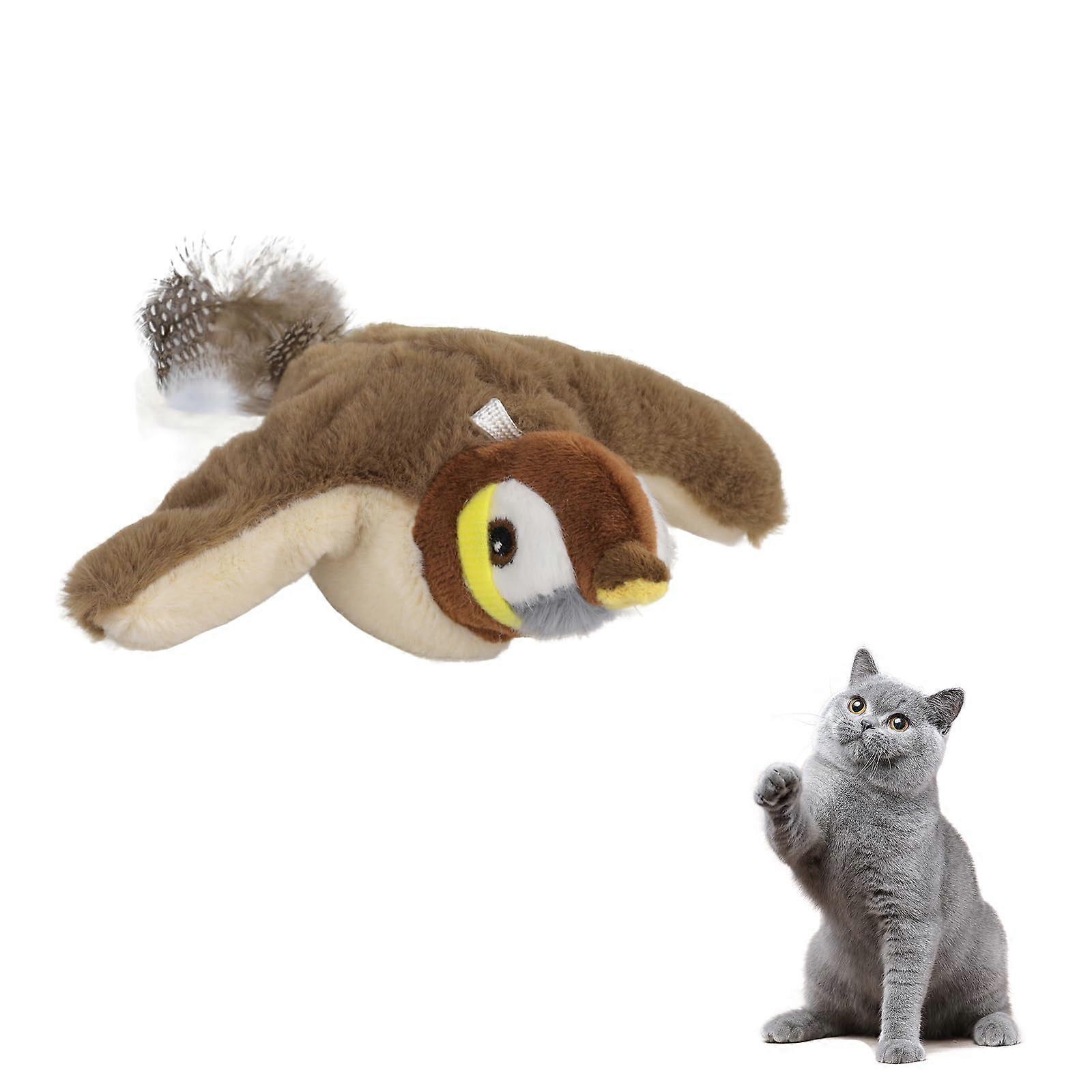 Rechargeable Interactive Flying Bird Cat Toy with Smart Sensor and Realistic Feather Sounds