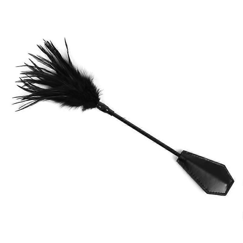 Feather Tickler with Smooth Leather Handle for Couples Role Play and Romantic Gift