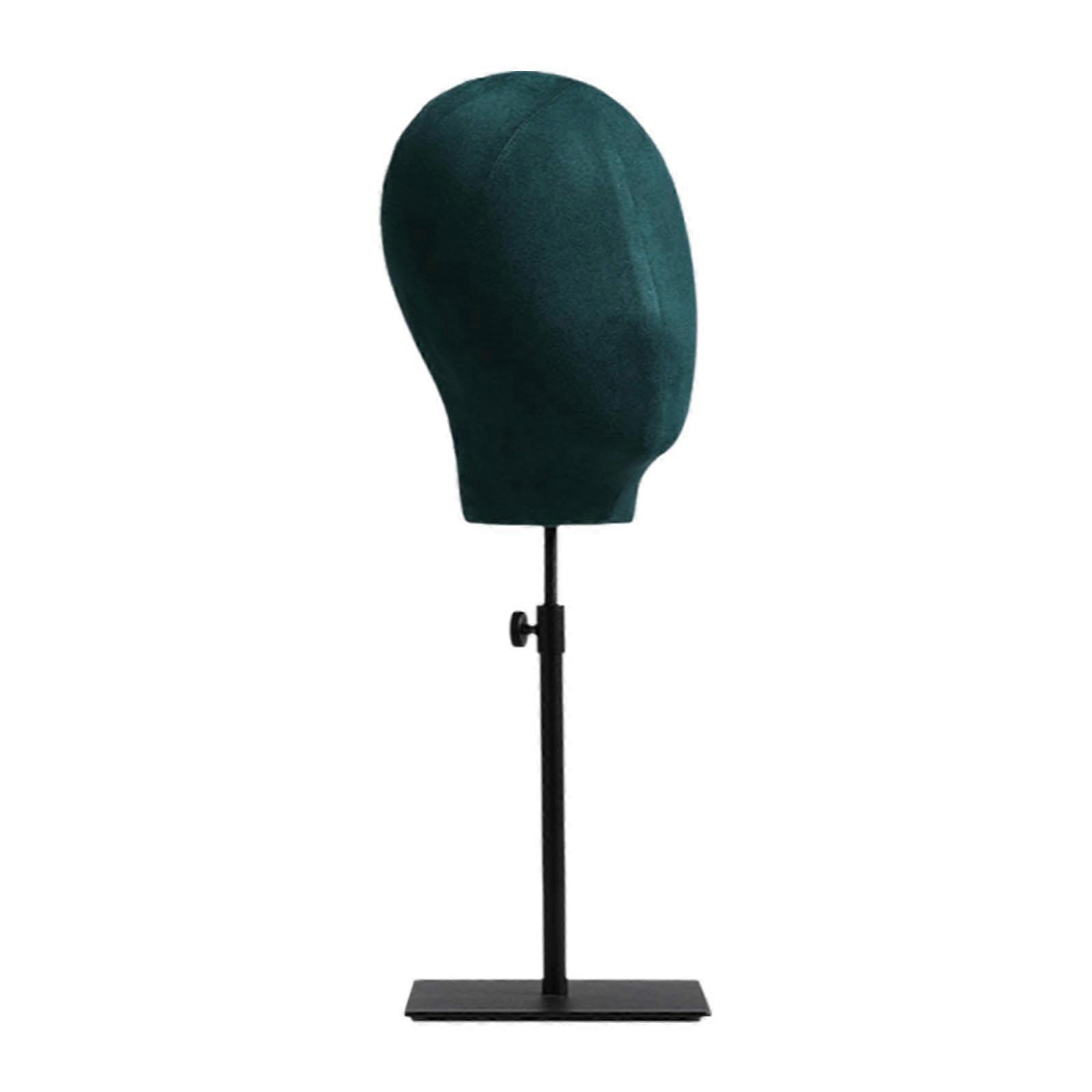 Mannequin Head Stand Adjustable Height Hat and Wig Display with Stable Base Green Black