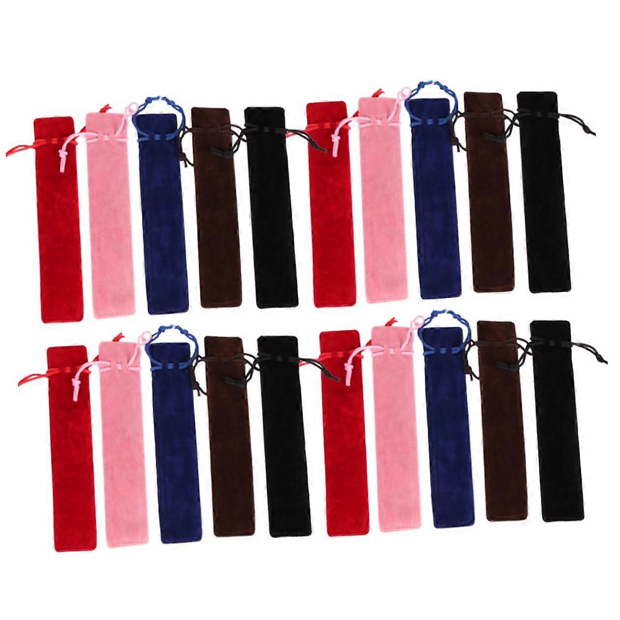 25pcs Washable Flannel Drawstring Pencil Pouch for Pens Brushes School Office Durable Storage