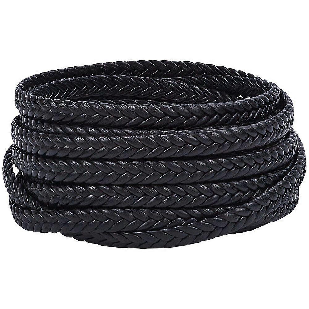 5M PU Leather Cord Flat Black 8x3mm 5.47 Yards(5m)/pc