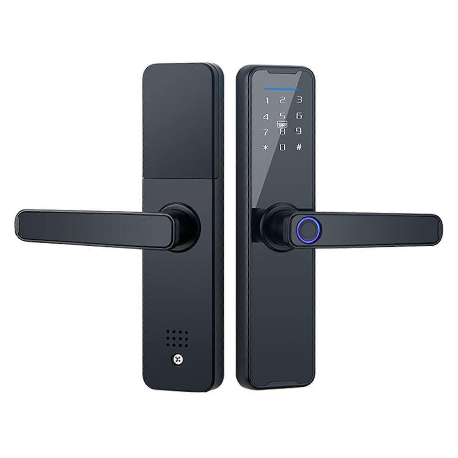Smart Door Lock with Fingerprint Unlock, App Control, Multiple Access Modes for Smart Home, Black