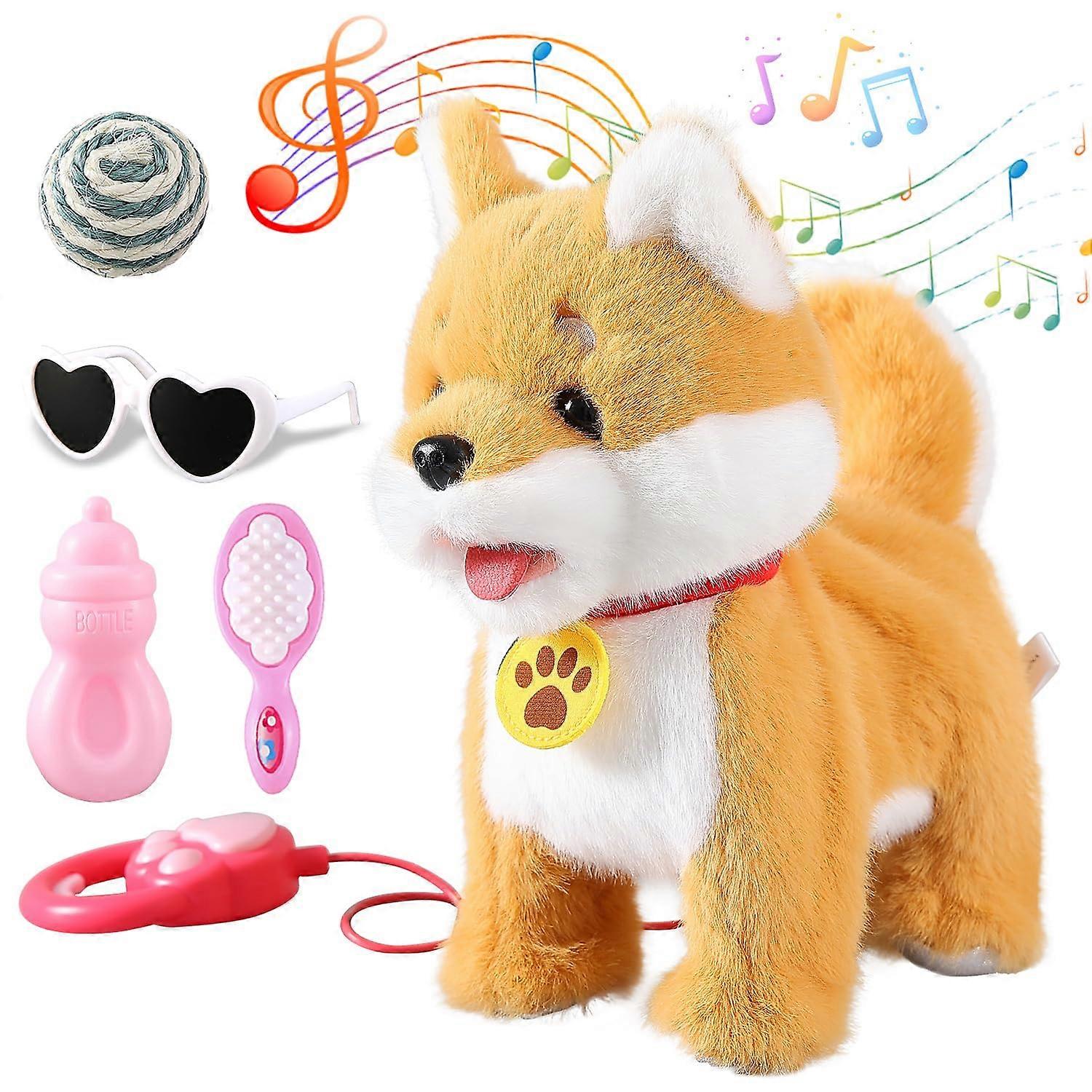 Interactive Walking Talking Corgi Plush Toy for Kids with Speech Imitation and Touch Control
