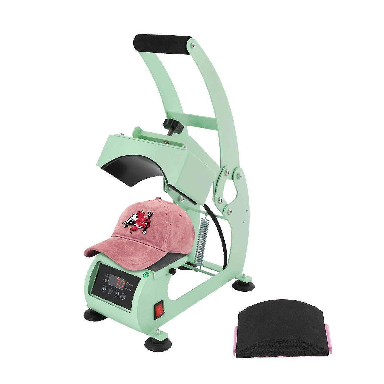 Hat Heat Press Machine for Caps 2in1 Sublimation Transfer with Digital Time Temperature Control Light Green