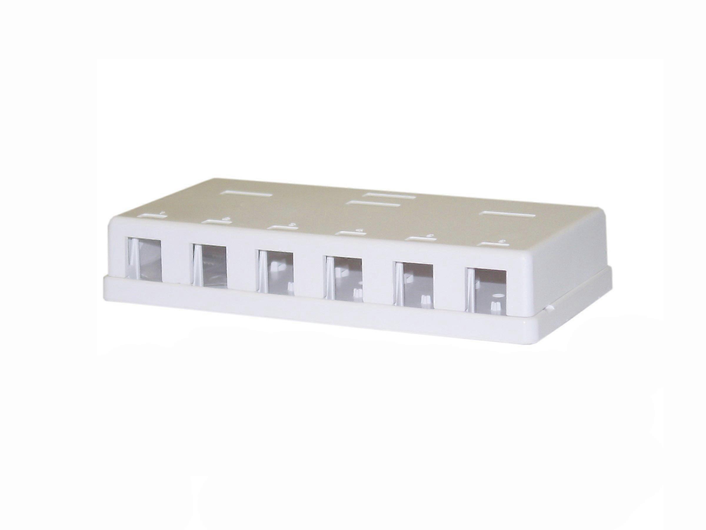 Keystone Jack Surface Mount Box 6 Port White for Ethernet Connections Secure and Easy Install