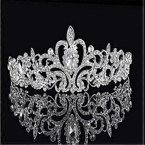 Bridal Tiara with Rhinestone Crystal Light Reflection Elegant Silver Wedding Crown for Bride
