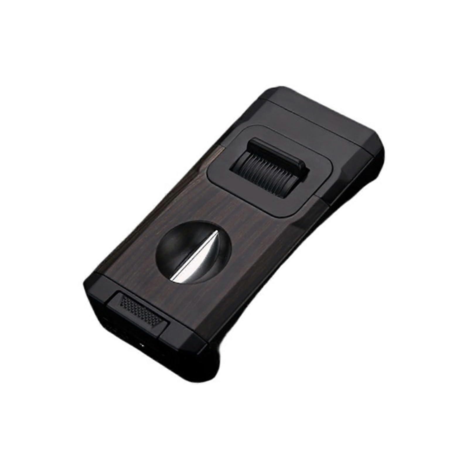 Butane Torch Lighter with Windproof Double Flame, Adjustable Flame Control, Fuel Window, Black