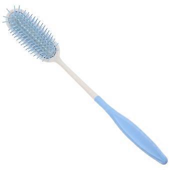 Pettine con manico curvo blu per sistemare i capelli con manico lungo