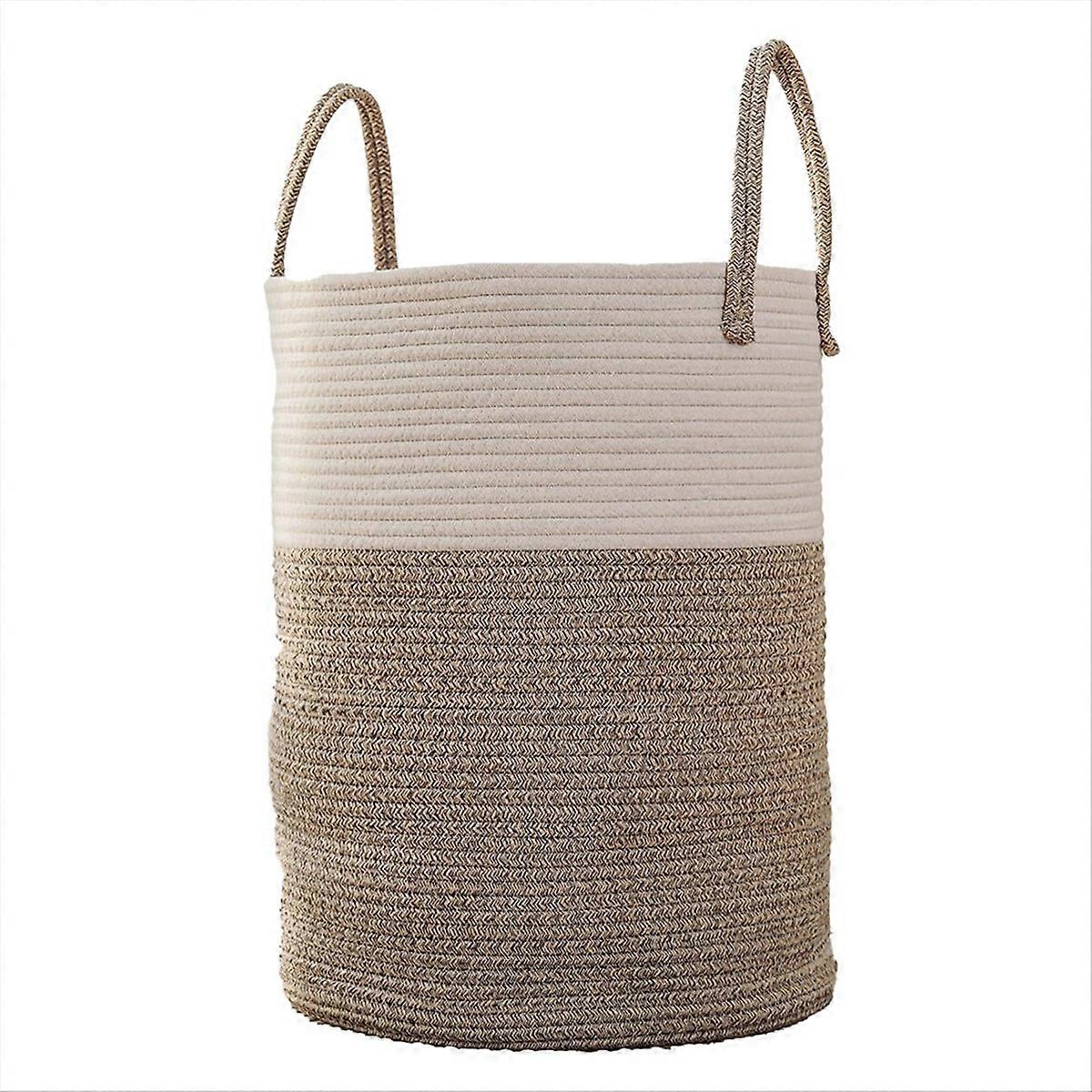 Large Woven Laundry Basket Hamper,Cotton Rope Storage Bin