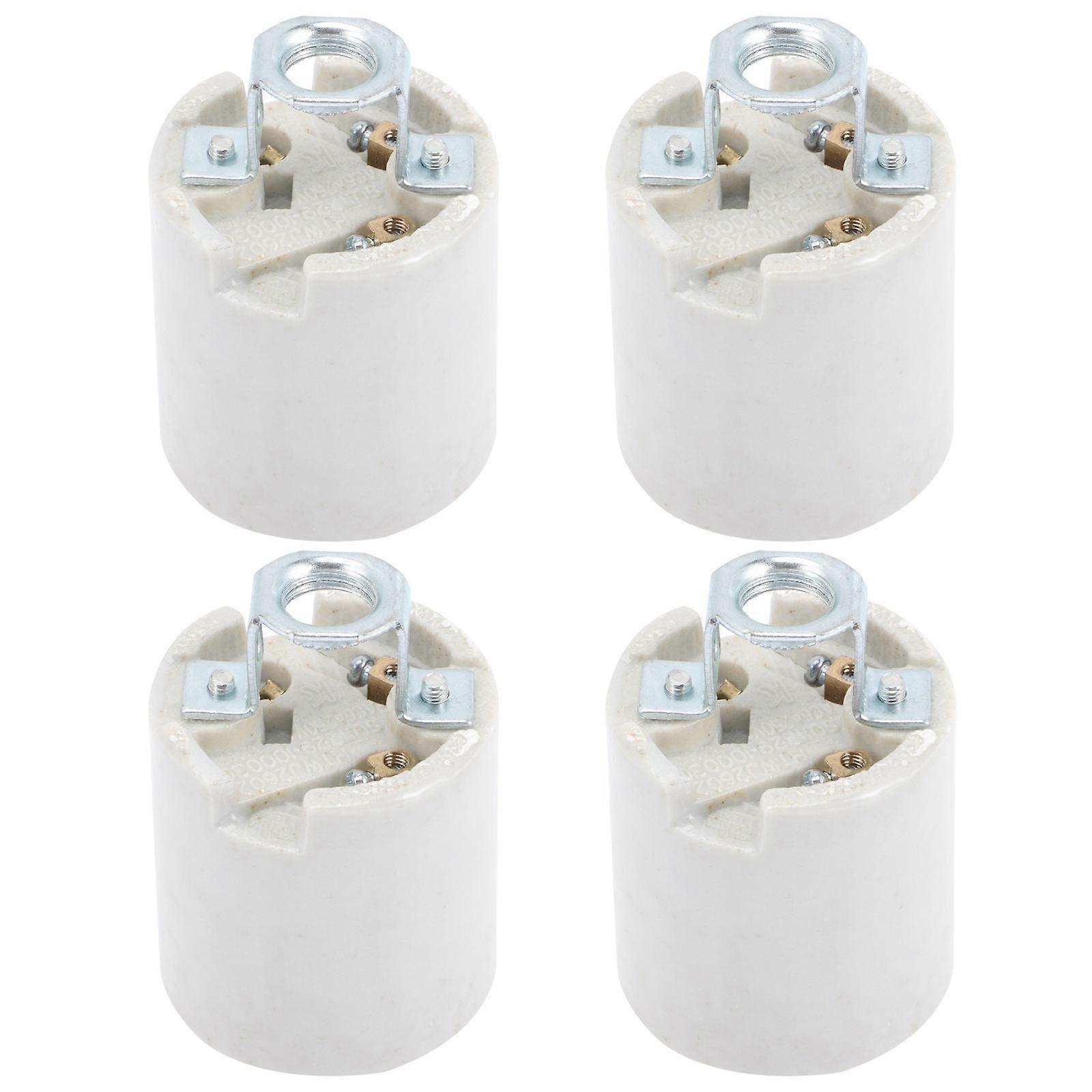 Wall Light Base Holder E26 Screw Ceramic Socket for Light Bulb 4Pcs
