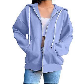 Felpa con cappuccio e zip da donna, foderata in pile, leggera e casual, con tasche frontali – Capospalla essenziale per l'autunno
