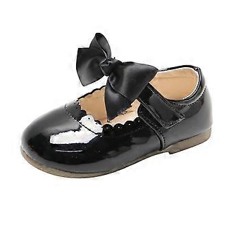 Ediodpoh Kleinkinder Mädchen Schmetterlingsknoten Prinzessin Lederschuhe Sandalen für Babys Schwarz Größe 16