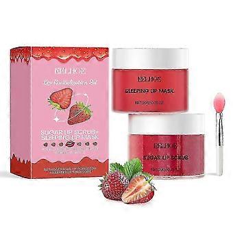Strawberry Lip Care Set - Moisturizing Lip Scrub & Sleep Mask, 2-Piece Fruity Lip Treatment