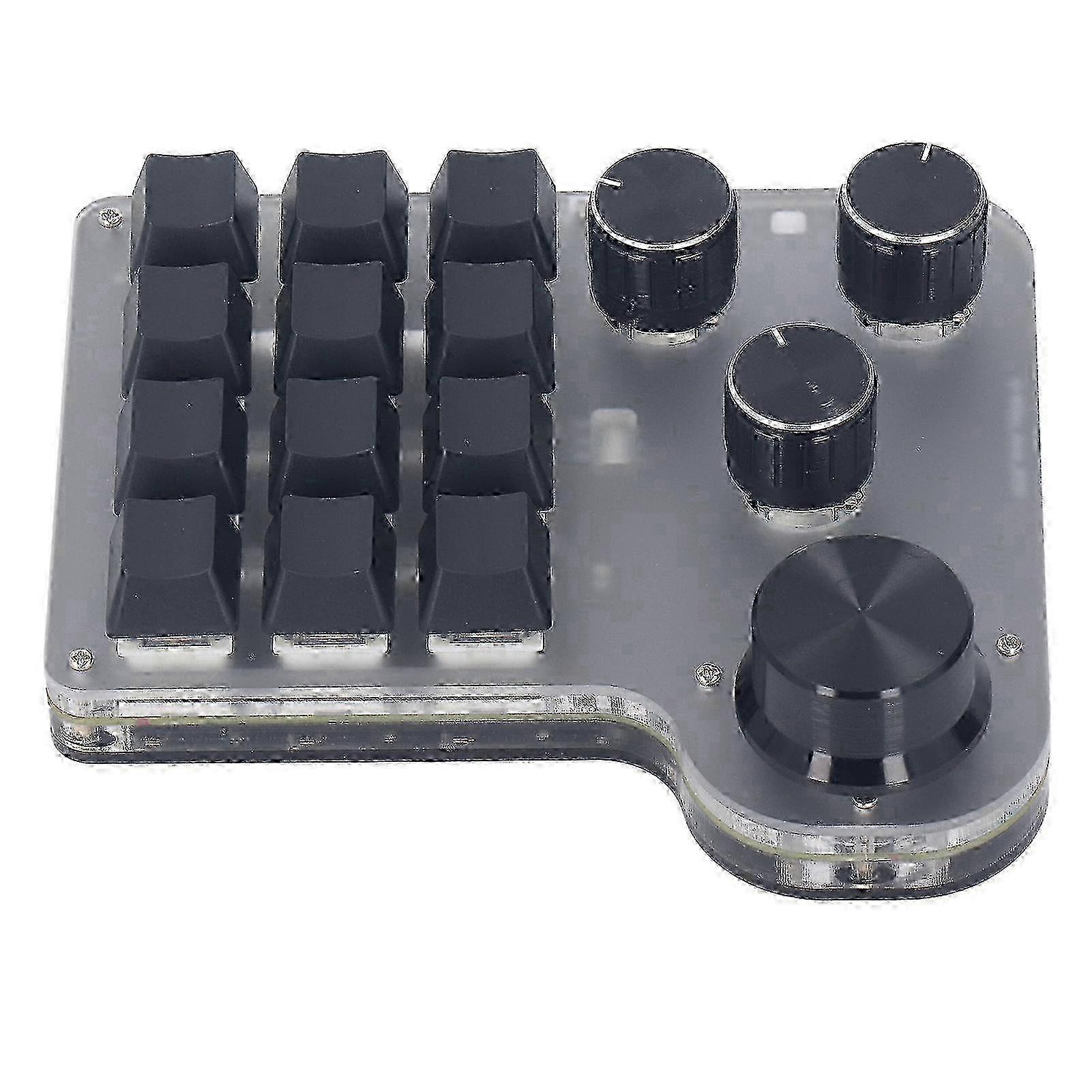 Programmable Mini Mechanical Gaming Keyboard with 3 Modes, 12 Keys & 4 Knobs for RGB LED (Blue Switch)