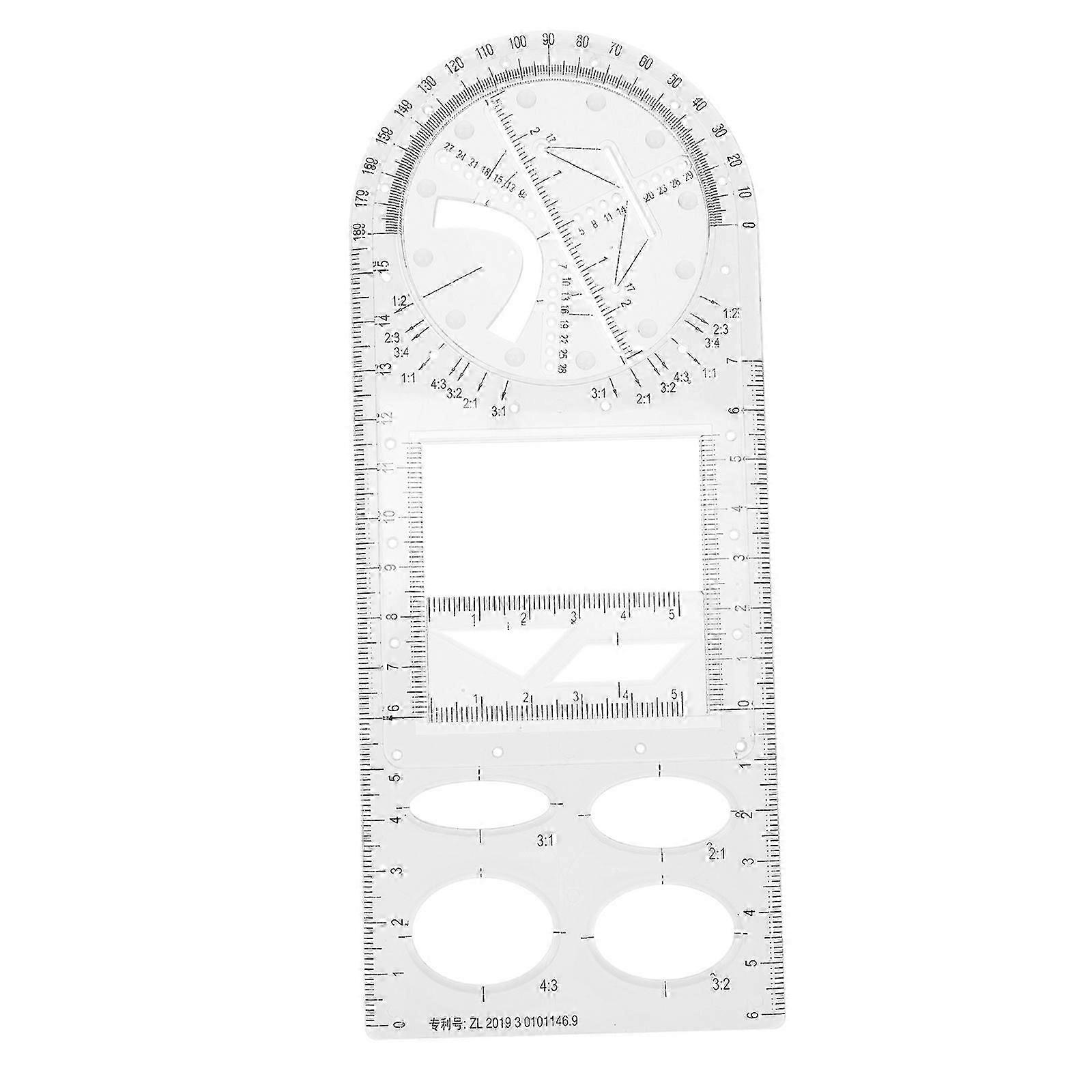 Multifunctional Geometric Ruler: Plastic Drawing Tool for School & Office Use